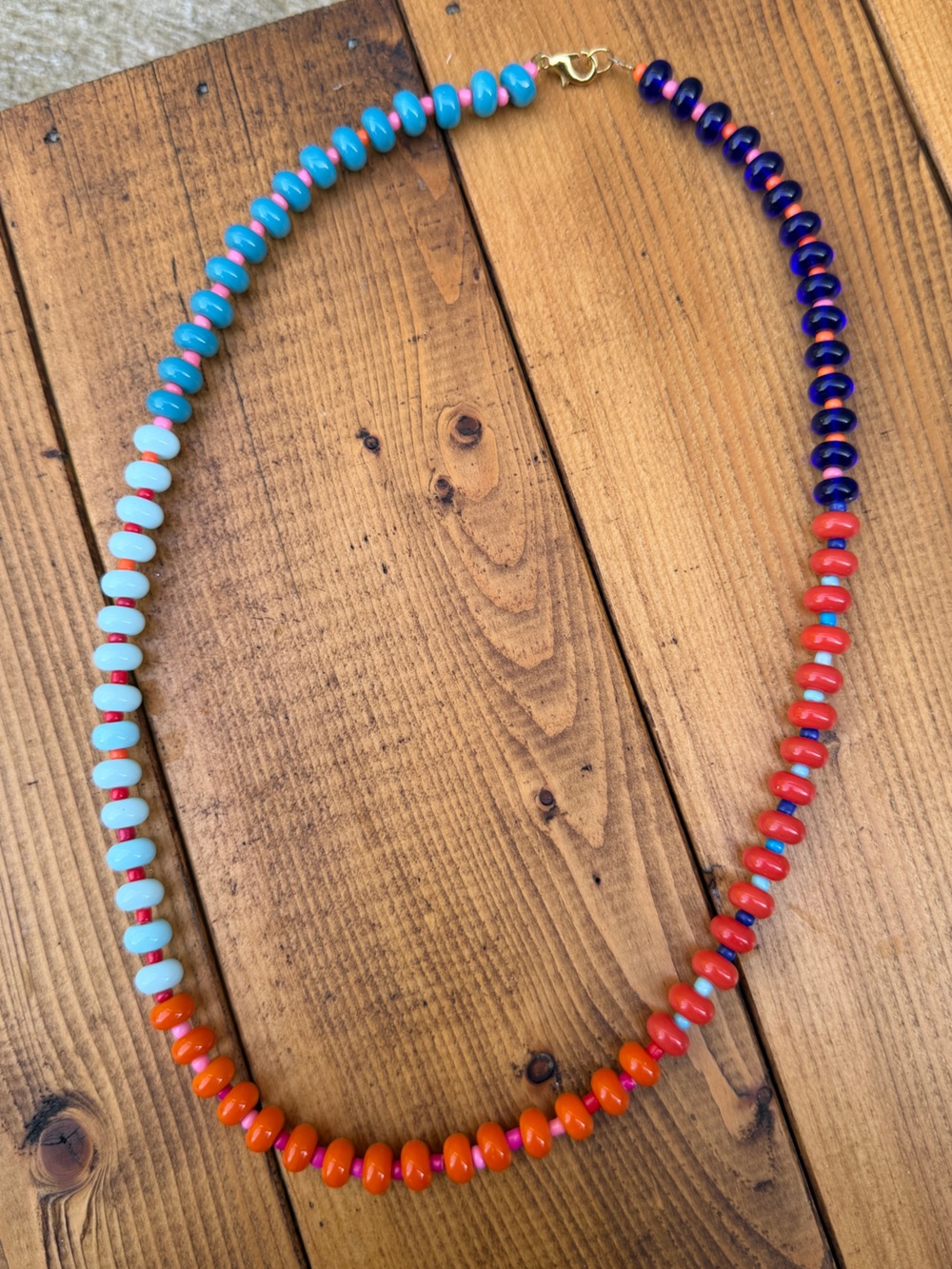 Colorblock Glass Beaded Necklace